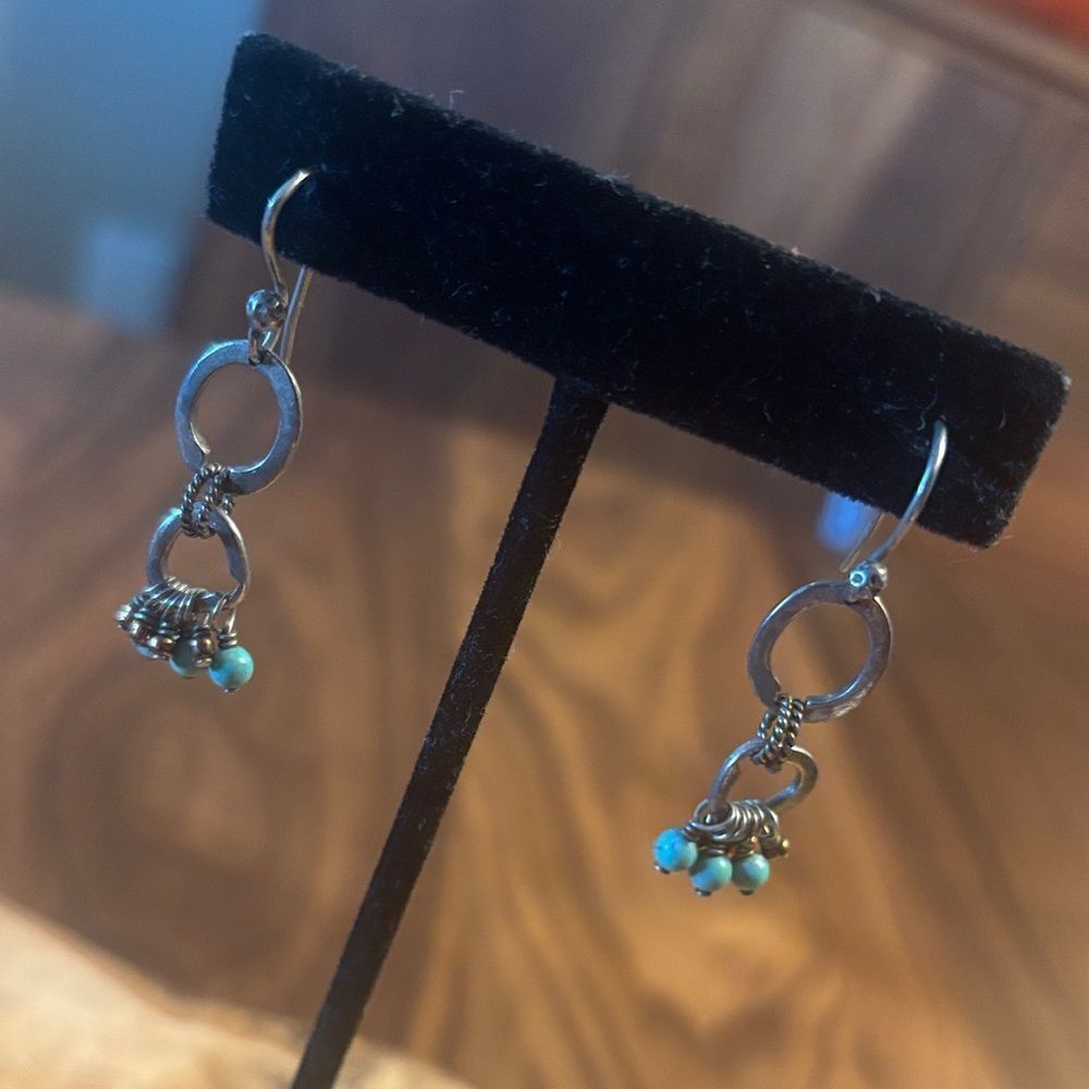 Silpada Sterling Silver Howlite Bronze Bead Dangle Earrings W1536